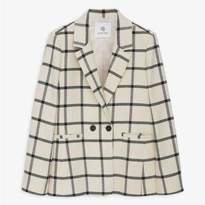 Anine Bing Ivory and Black Plaid window pane Madeline Blazer